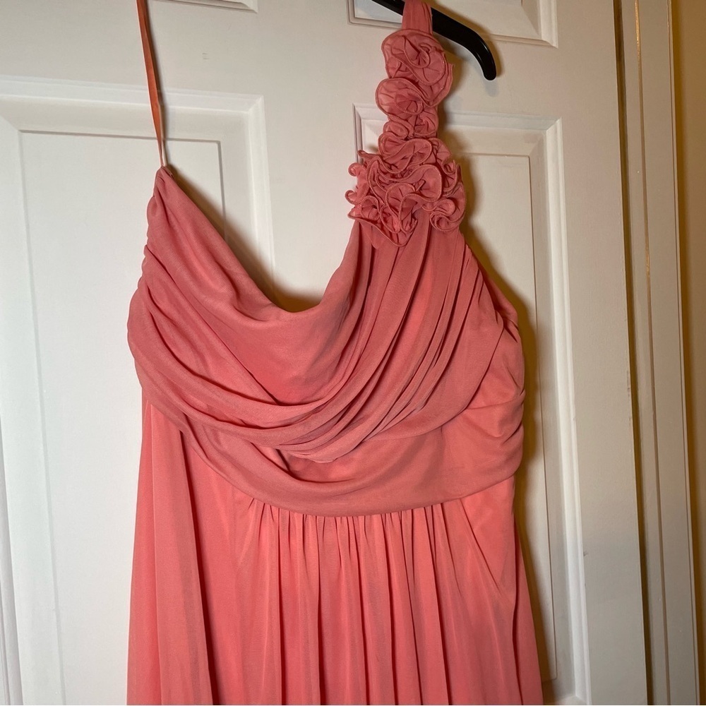 Cinderella Design 3X Mini Dress Coral Pink One Shoulder Prom Formal Party Ruche - Picture 3 of 9